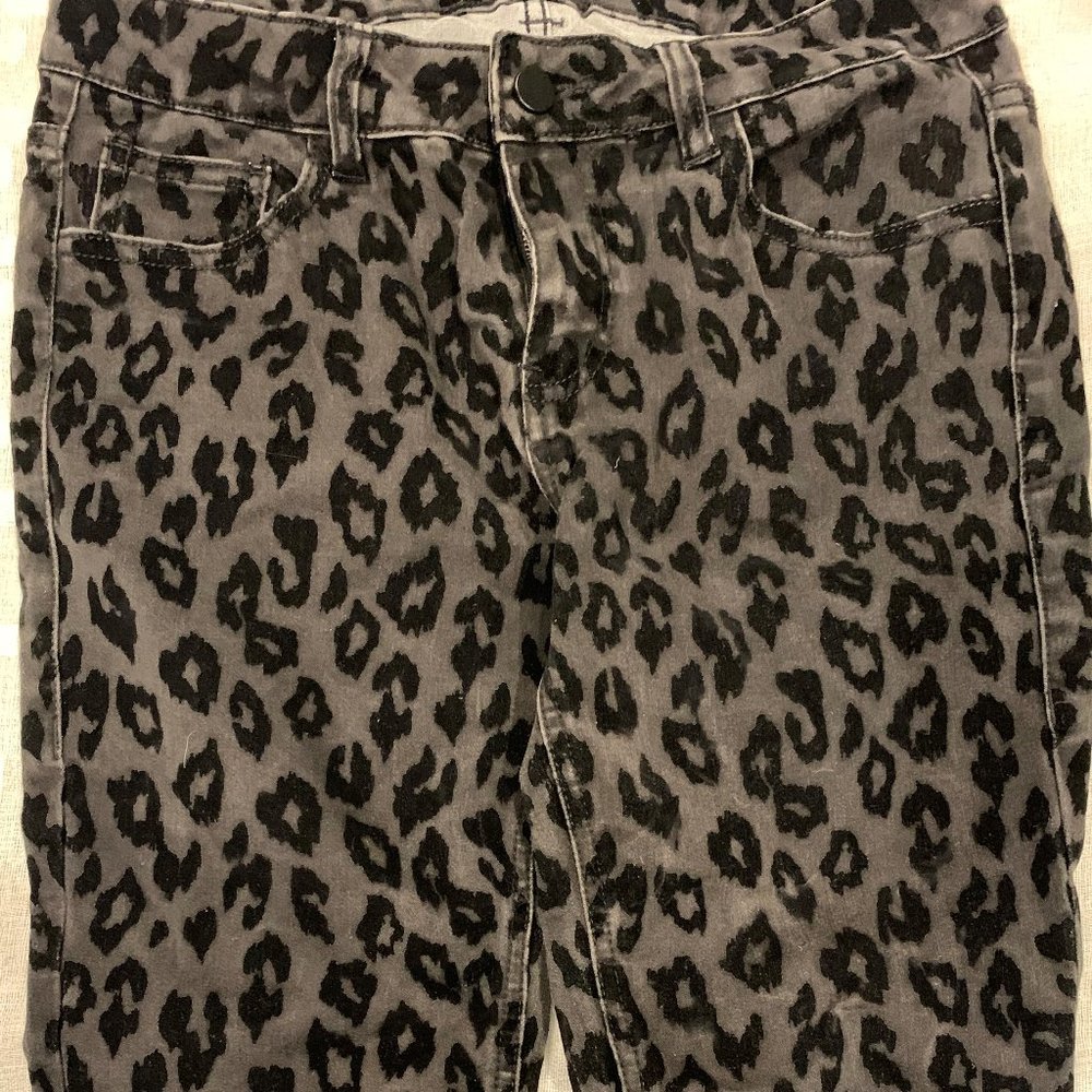 Fire LA ladies black velvet leopard jeans